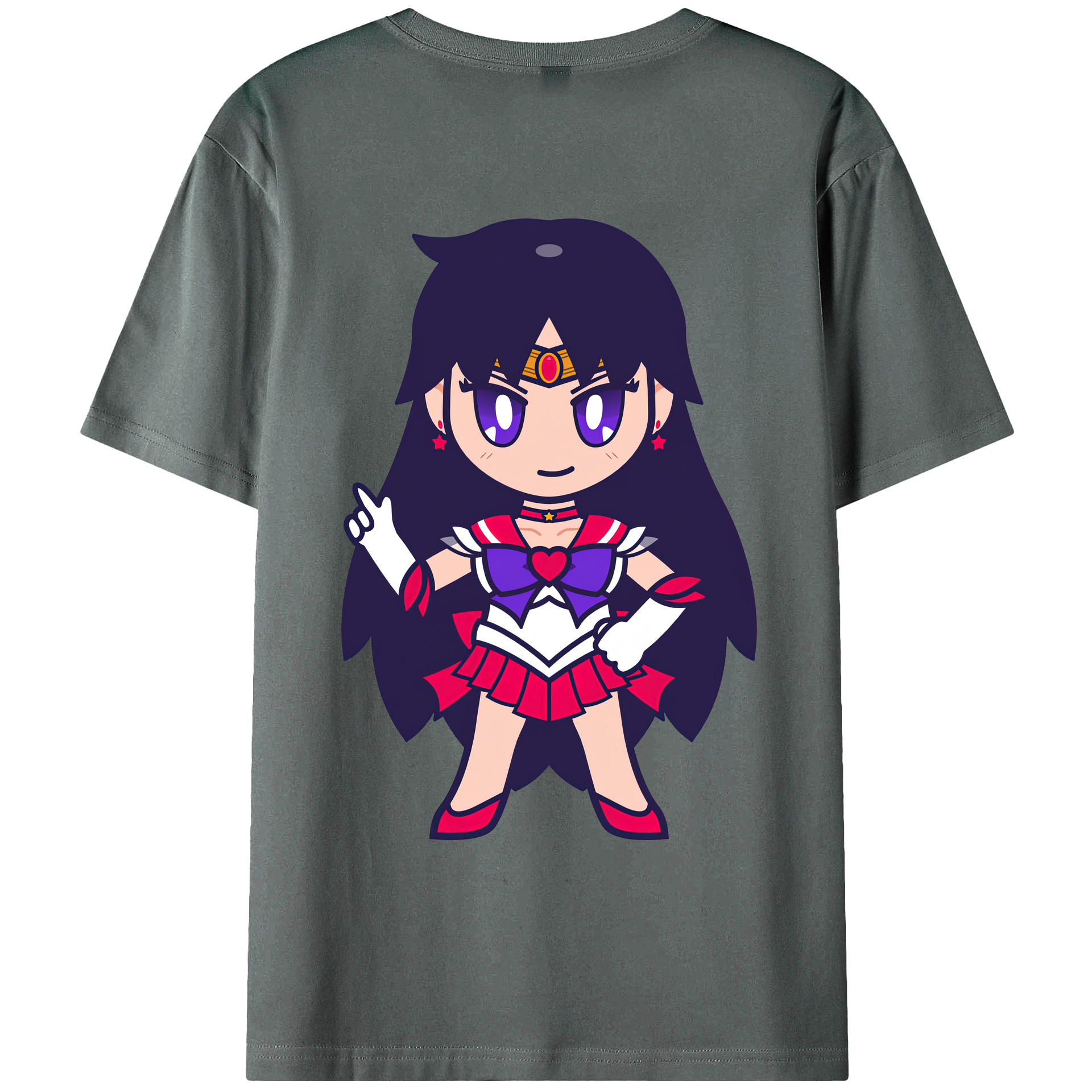 （画像用） 美少女戦士セーラームーン 火野レイ ひの レイ Sailor Moon Hino Rei （セーラーマーズ,Sailor Mars） 綿100％ メンズ半袖Tシャツ（バックプリント） 通気性